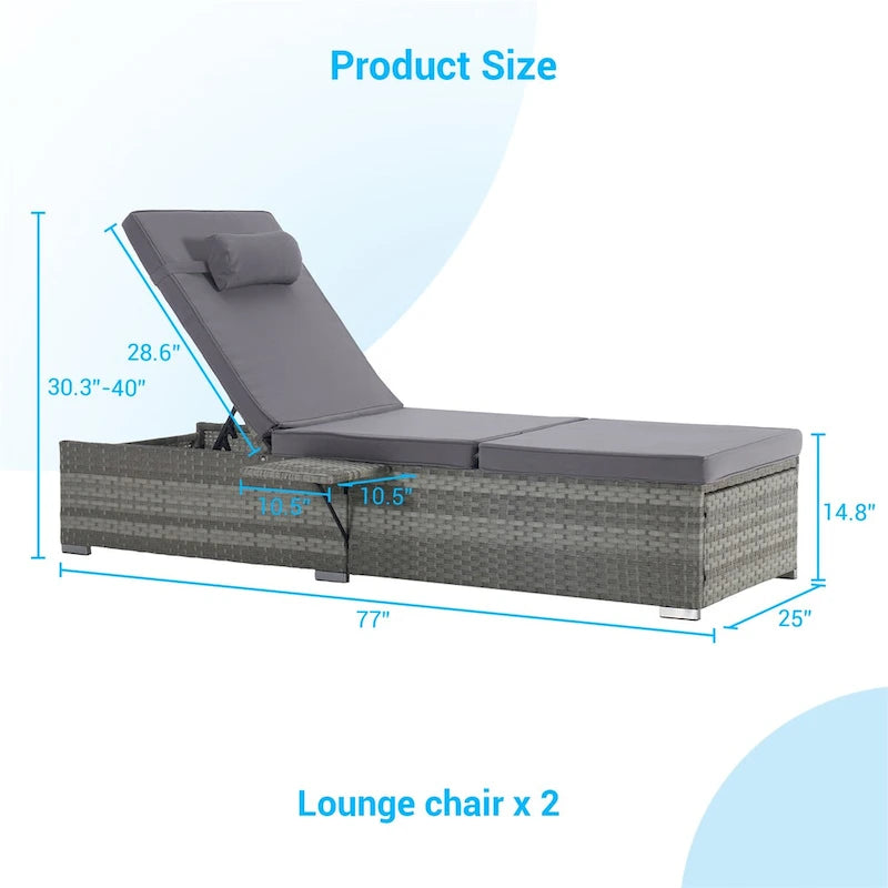 Outdoor Patio Chaise Lounge Chair