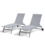 Chaise Lounge Set of 2, Lounge Chairs with Wheels, Lounge Chairs with 5 Adjustable Position, Pool Chairs(2 Lounge Chairs)