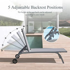 Chaise Lounge Set of 2, Lounge Chairs with Wheels, Lounge Chairs with 5 Adjustable Position, Pool Chairs(2 Lounge Chairs)