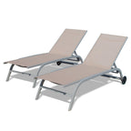 Chaise Lounge Set of 2, Lounge Chairs with Wheels, Lounge Chairs with 5 Adjustable Position, Pool Chairs(2 Lounge Chairs)