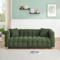 Teddy Fleece Sofa with Throw Pillows – Green / Grey / Beige / Pink, Curved Style, Seats 3