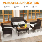 Moasis 4 PCS Patio Bistro Set Outdoor Patio Furniture Rattan Loveseat Conversation Set - 41.7L x 18.6W x 31.3H