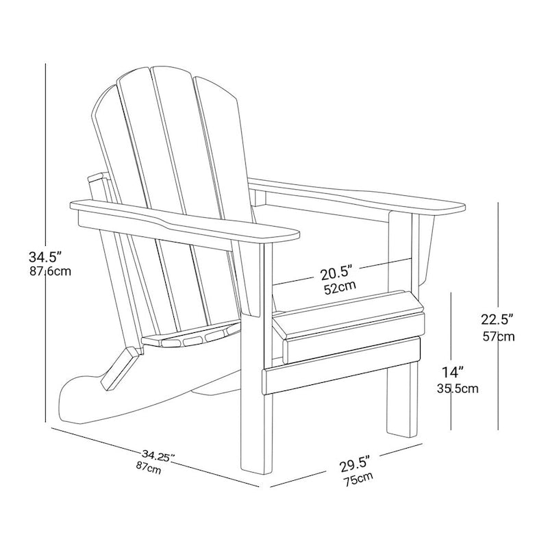 Folding Ergonomic Adirondack Chair with Legs