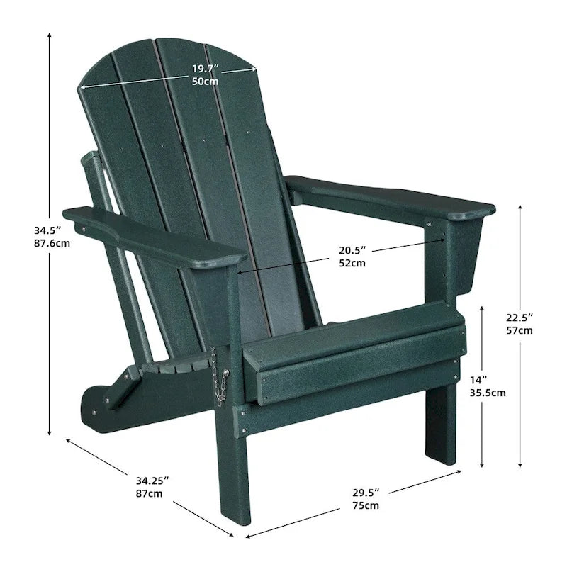 Folding Ergonomic Adirondack Chair with Legs