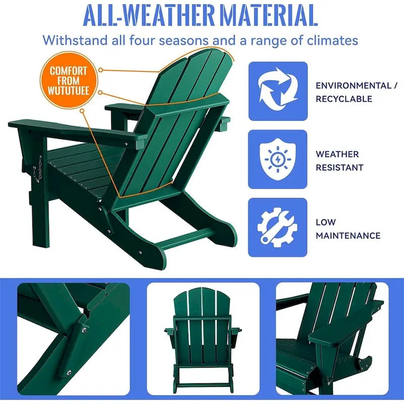 Folding Ergonomic Adirondack Chair with Legs