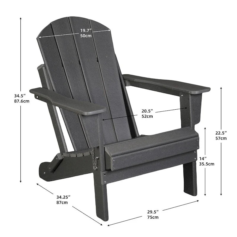 Folding Ergonomic Adirondack Chair with Legs