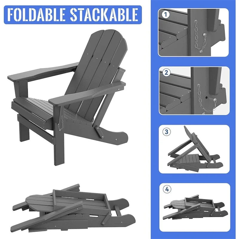 Folding Ergonomic Adirondack Chair with Legs