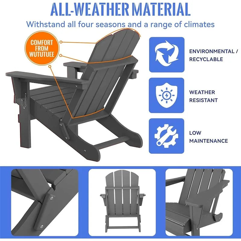 Folding Ergonomic Adirondack Chair with Legs