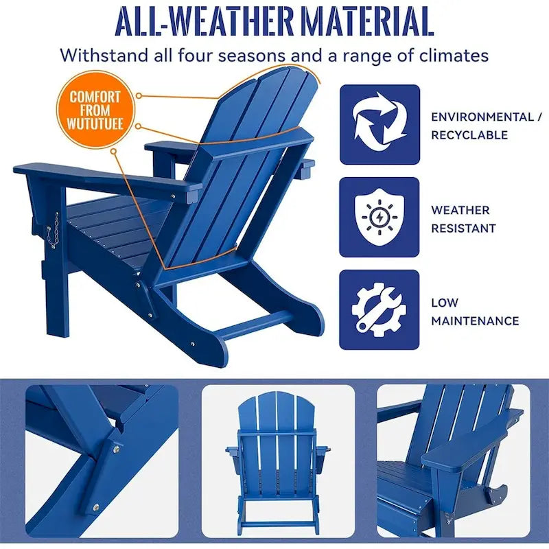 Folding Ergonomic Adirondack Chair with Legs