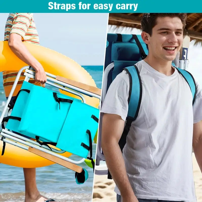 Folding Chair Set of Two with Headrest Cup Holder - 23 x 21.7 x 31.5 in