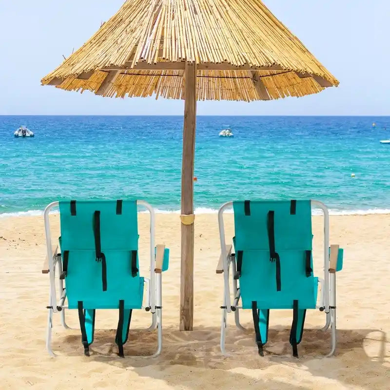 Folding Chair Set of Two with Headrest Cup Holder - 23 x 21.7 x 31.5 in