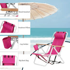Folding Chair Set of Two with Headrest Cup Holder - 23 x 21.7 x 31.5 in