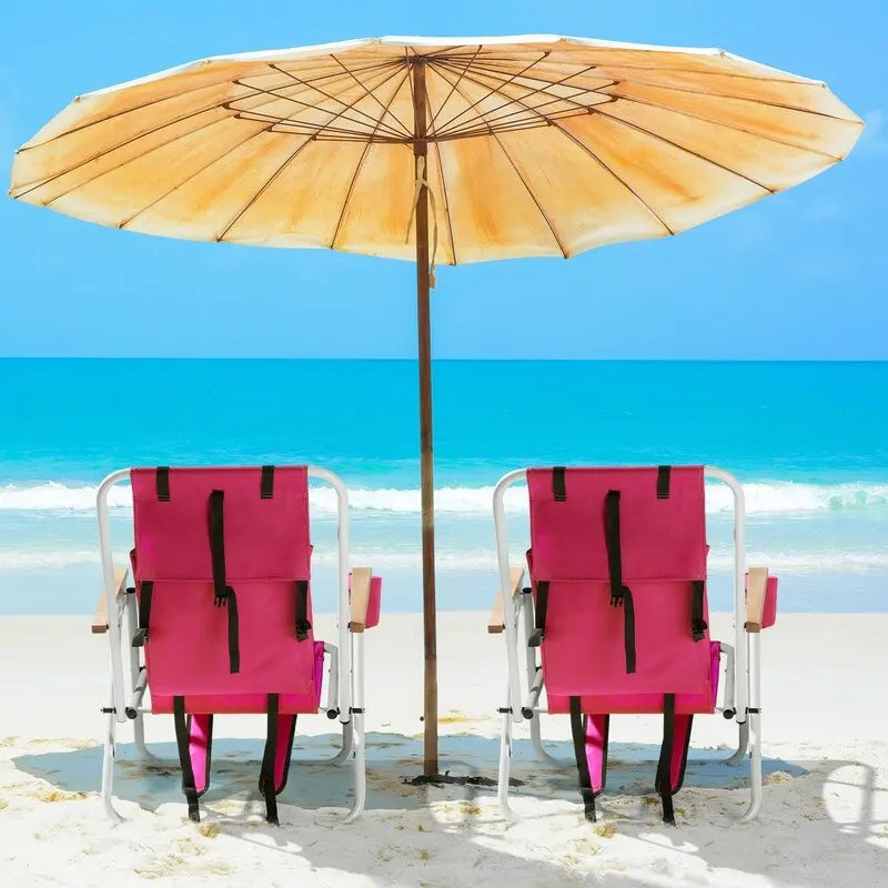 Folding Chair Set of Two with Headrest Cup Holder - 23 x 21.7 x 31.5 in