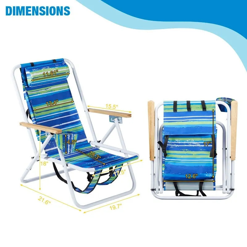 Folding Chair Set of Two with Headrest Cup Holder - 23 x 21.7 x 31.5 in