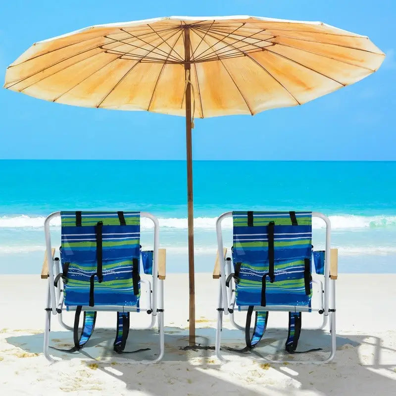 Folding Chair Set of Two with Headrest Cup Holder - 23 x 21.7 x 31.5 in
