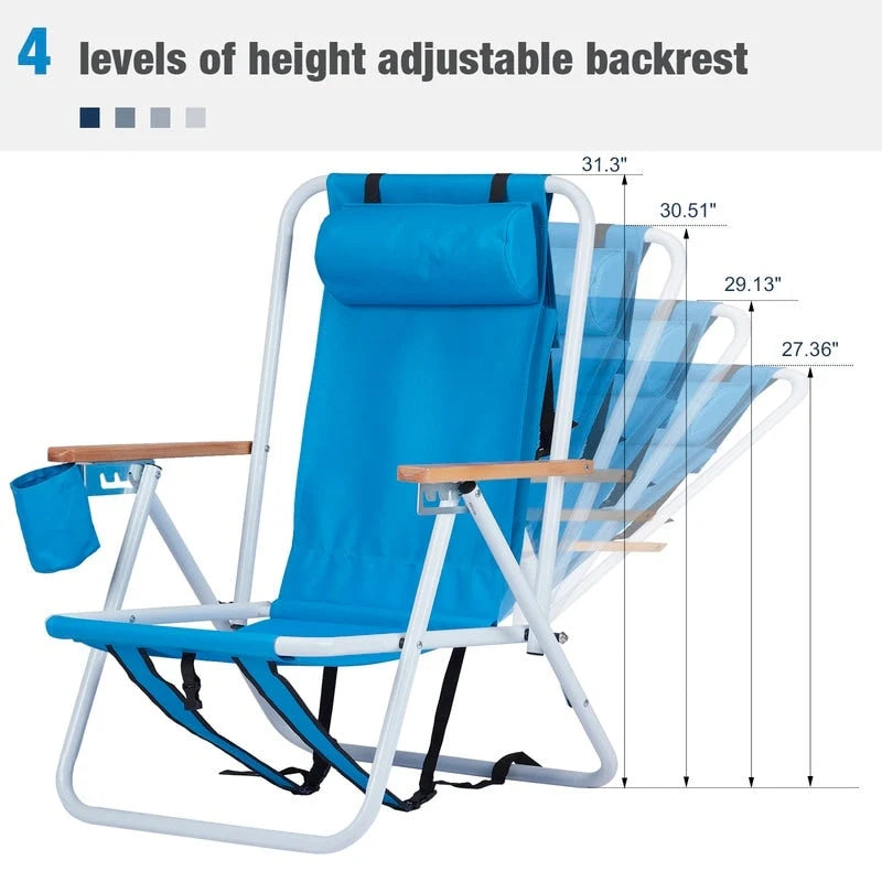 Folding Chair Set of Two with Headrest Cup Holder - 23 x 21.7 x 31.5 in