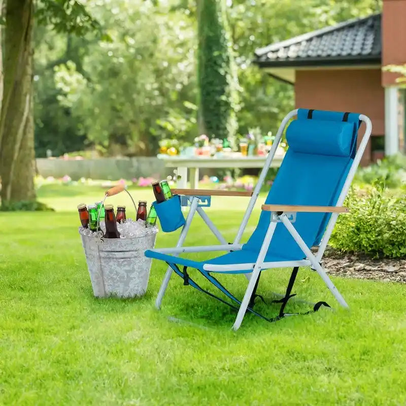 Folding Chair Set of Two with Headrest Cup Holder - 23 x 21.7 x 31.5 in