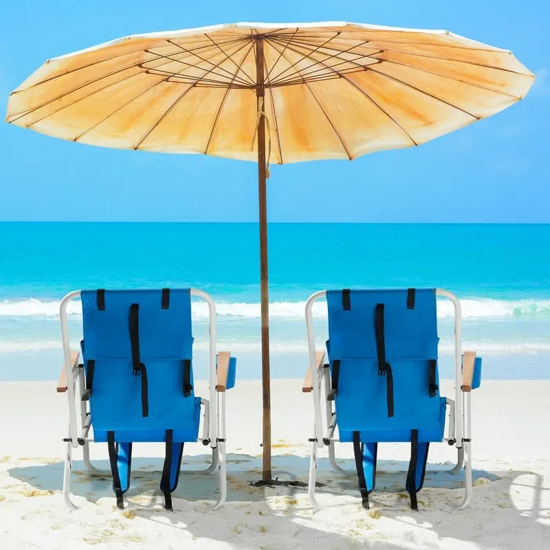 Folding Chair Set of Two with Headrest Cup Holder - 23 x 21.7 x 31.5 in