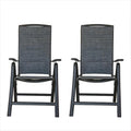 Folding Patio Chairs Set of 2, Reclining Sling Lawn Chairs with Adjustable High Backrest, Patio Dining Chairs(2 Chairs)