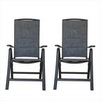 Folding Patio Chairs Set of 2, Reclining Sling Lawn Chairs with Adjustable High Backrest, Patio Dining Chairs(2 Chairs)