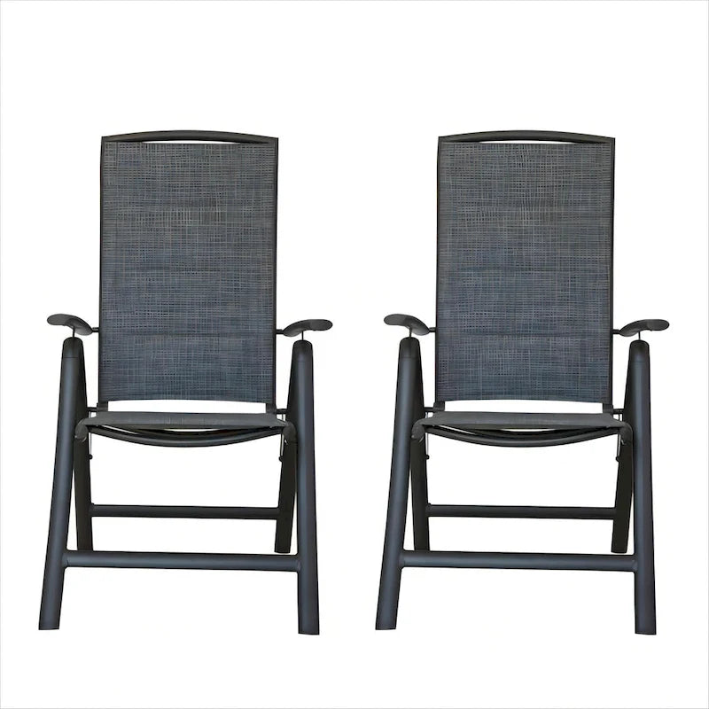 Folding Patio Chairs Set of 2, Reclining Sling Lawn Chairs with Adjustable High Backrest, Patio Dining Chairs(2 Chairs)